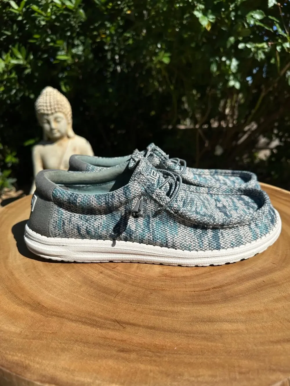 HEY DUDE Mens Wally Sox Slip On Casual Shoe Woodland Camo Blue Grey Size 13